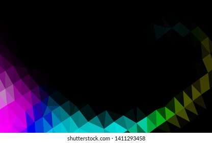 Dark Multicolor, Rainbow vector abstract mosaic pattern. A sample with polygonal shapes. Triangular pattern for your business design.