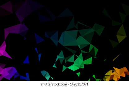 Dark Multicolor, Rainbow vector abstract polygonal layout. An elegant bright illustration with gradient. Brand new style for your business design.