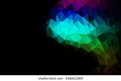 Dark Multicolor, Rainbow vector abstract polygonal layout. Glitter abstract illustration with an elegant design. Polygonal design for your web site.