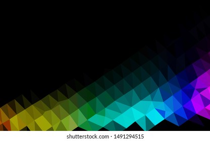 Dark Multicolor, Rainbow vector abstract polygonal layout. Creative illustration in halftone style with gradient. Triangular pattern for your business design.
