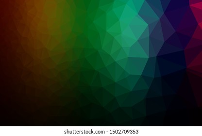 Dark Multicolor, Rainbow vector abstract mosaic backdrop. A sample with polygonal shapes. New texture for your design.