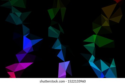 Dark Multicolor, Rainbow vector abstract polygonal texture. Shining illustration, which consist of triangles. The best triangular design for your business.
