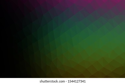 Dark Multicolor, Rainbow vector abstract polygonal cover. Shining illustration, which consist of triangles. Template for a cell phone background.
