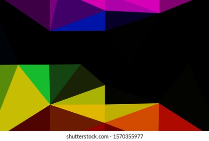 Dark Multicolor, Rainbow vector abstract mosaic backdrop. Shining illustration, which consist of triangles. Brand new style for your business design.