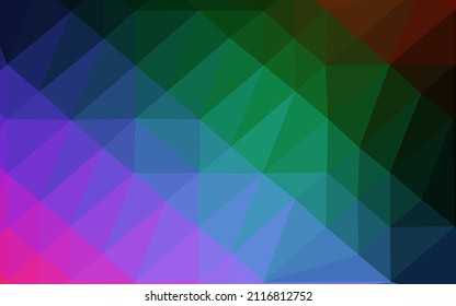 Dark Multicolor, Rainbow vector abstract polygonal layout. Shining colored illustration in a Brand new style. Template for a cell phone background.