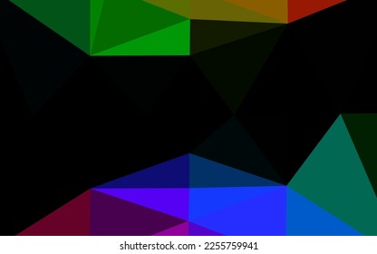 Dark Multicolor, Rainbow vector abstract mosaic pattern. Geometric illustration in Origami style with gradient. Polygonal design for your web site.