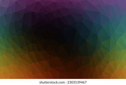 Dark Multicolor, Rainbow vector abstract polygonal texture. A vague abstract illustration with gradient. Triangular pattern for your business design.