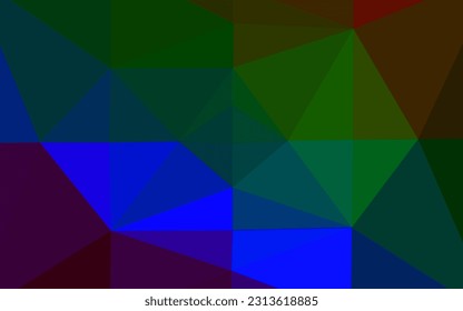 Dark Multicolor, Rainbow vector abstract mosaic pattern. A sample with polygonal shapes. Textured pattern for background.