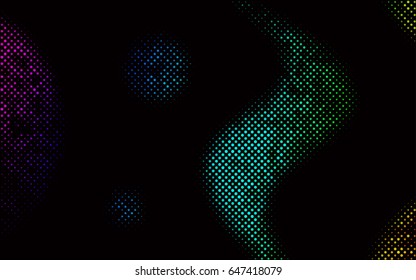 Dark Multicolor, Rainbow vector abstract pattern with circles. Geometry template for your business design. Background with colored spheres.