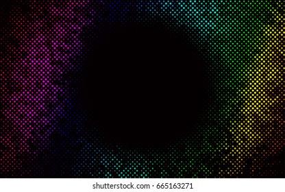 Dark Multicolor, Rainbow vector abstract pattern with circles. Geometry template for your business design. Background with colored spheres.
