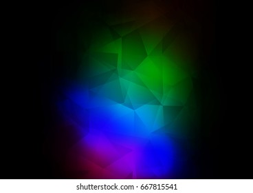 Dark Multicolor, Rainbow vector abstract mosaic pattern. Triangular geometric sample with gradient.  Brand-new design for your business.