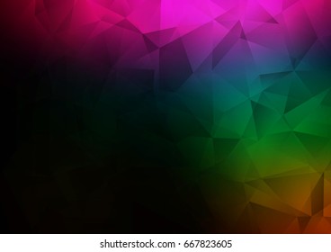Dark Multicolor, Rainbow vector abstract polygonal background. A vague abstract illustration with gradient. Brand-new design for your business.