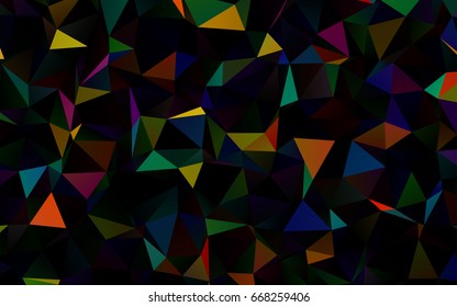 Dark Multicolor, Rainbow vector abstract mosaic pattern. Geometric illustration in Origami style with gradient.  The elegant pattern can be used as part of a brand book.