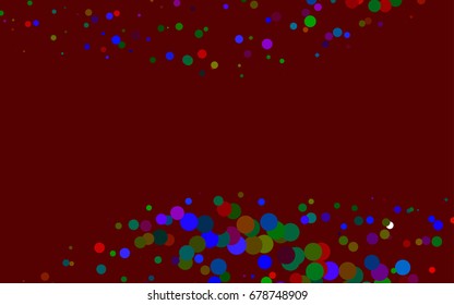 Dark Multicolor, Rainbow vector abstract pattern with circles. Geometry template for your business design. Background with colored spheres.