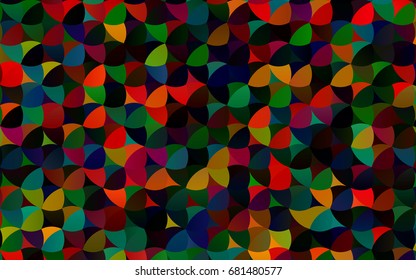 Dark Multicolor, Rainbow vector abstract pattern with circles. Geometry template for your business design. Background with colored spheres.
