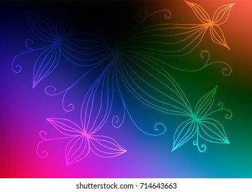 Dark Multicolor, Rainbow vector abstract doodle template. Ethnic elegant natural pattern with gradient. Hand painted design for web, leaflet, textile.