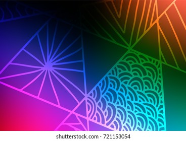 Dark Multicolor, Rainbow vector abstract doodle template. Colorful abstract illustration with lines in Asian style. A completely new design for your business.