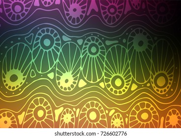 Dark Multicolor, Rainbow vector abstract doodle pattern. Shining colored illustration with doodles in Zen tangle style. The template can be used as a background for cell phones.