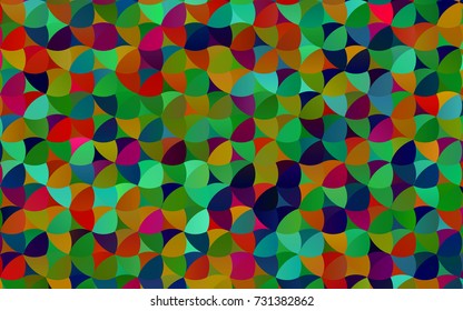 Dark Multicolor, Rainbow vector abstract pattern with circles. Geometry template for your business design. Background with colored spheres.