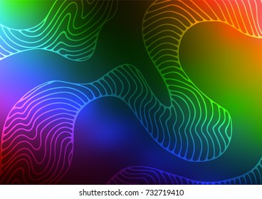 Dark Multicolor, Rainbow vector abstract doodle template. Ethnic elegant natural pattern with gradient. The pattern can be used for coloring books and pages for kids.