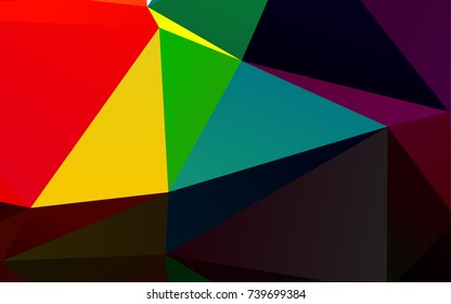 Dark Multicolor, Rainbow vector abstract mosaic template. Triangular geometric sample with gradient.  Brand-new design for your business.