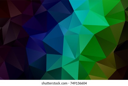 Dark Multicolor, Rainbow vector abstract polygonal pattern. A completely new color illustration in a vague style. Brand-new design for your business.