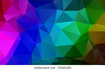 Dark Multicolor, Rainbow vector abstract polygonal background. Brand-new colored illustration in blurry style with gradient. A completely new design for your business.