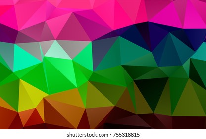 Dark Multicolor, Rainbow vector abstract polygonal pattern. Brand-new colored illustration in blurry style with gradient. The best triangular design for your business.