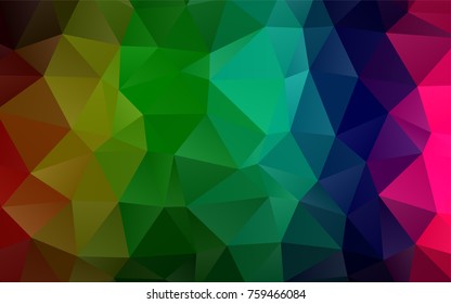 Dark Multicolor, Rainbow vector abstract mosaic background. Geometric illustration in Origami style with gradient.  The completely new template can be used for your brand book.