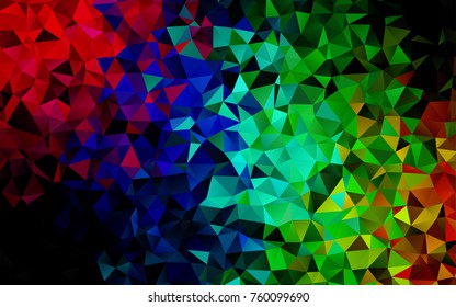 Dark Multicolor, Rainbow vector abstract polygonal pattern. A completely new color illustration in a vague style. A new texture for your design.