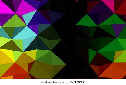 Dark Multicolor, Rainbow vector abstract polygonal template. Colorful abstract illustration with gradient. A completely new design for your business.