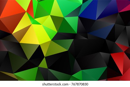 Dark Multicolor, Rainbow vector abstract polygonal pattern. Brand-new colored illustration in blurry style with gradient. The template can be used as a background for cell phones.