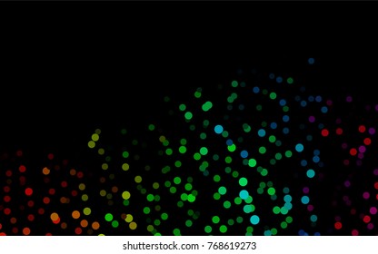 Dark Multicolor, Rainbow vector abstract pattern with circles. Geometry template for your business design. Background with colored spheres.