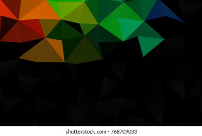 Dark Multicolor, Rainbow vector abstract polygonal pattern. Colorful illustration in abstract style with gradient. Brand-new design for your business.