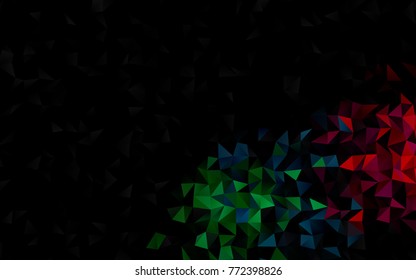 Dark Multicolor, Rainbow vector abstract polygonal background. Shining illustration, which consist of triangles. Brand-new style for your business design.
