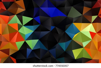 Dark Multicolor, Rainbow vector abstract polygonal template. Creative geometric illustration in Origami style with gradient. Brand-new design for your business.