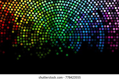 Dark Multicolor, Rainbow vector abstract pattern with circles. Geometry template for your business design. Background with colored spheres.