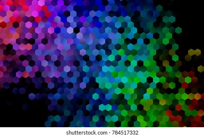Dark Multicolor, Rainbow vector abstract textured polygonal background. Brand-new blurry hexagonal design. Pattern can be used for background.