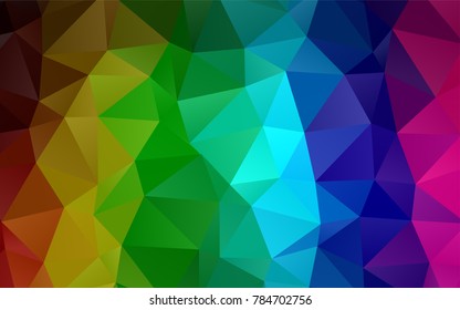 Dark Multicolor, Rainbow vector abstract polygonal template. Colorful illustration in abstract style with gradient. The best triangular design for your business.