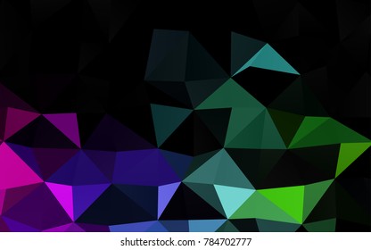 Dark Multicolor, Rainbow vector abstract polygonal template. Geometric illustration in Origami style with gradient.  Triangular pattern for your business design.