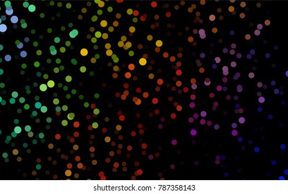 Dark Multicolor, Rainbow vector abstract pattern with circles. Geometry template for your business design. Background with colored spheres.