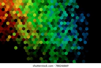 Dark Multicolor, Rainbow vector abstract textured polygonal background. Brand-new blurry hexagonal design. Pattern can be used for background.