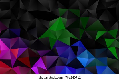 Dark Multicolor, Rainbow vector abstract polygonal pattern. Geometric illustration in Origami style with gradient.  Brand-new style for your business design.