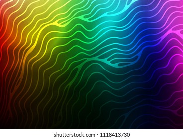 Dark Multicolor, Rainbow vector backdrop with bent lines. Brand new colored illustration in marble style with gradient. The template for cell phone backgrounds.