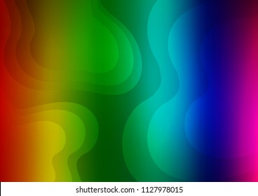 Dark Multicolor, Rainbow vector backdrop with bent lines. Geometric illustration in marble style with gradient.  Textured wave pattern for backgrounds.