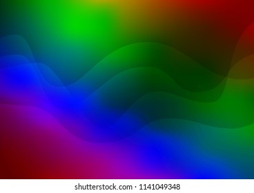 Dark Multicolor, Rainbow vector backdrop with bent lines. A sample with blurred bubble shapes. The template for cell phone backgrounds.