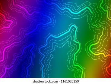 Dark Multicolor, Rainbow vector backdrop with bent lines. Colorful illustration in abstract marble style with gradient. A completely new template for your business design.