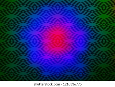 Dark Multicolor, Rainbow vector backdrop with lines, cubes. Colorful lines, squares on abstract background with gradient. Backdrop for TV commercials.