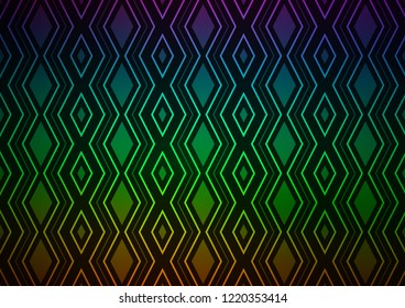 Dark Multicolor, Rainbow vector backdrop with lines, cubes. Colorful illustration with lines, cubes on abstract template. Pattern for ads, posters, banners.