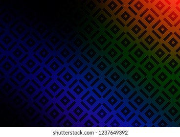 Dark Multicolor, Rainbow vector backdrop with lines, cubes. Modern geometric abstract illustration with lines, squares. Pattern for ads, posters, banners.